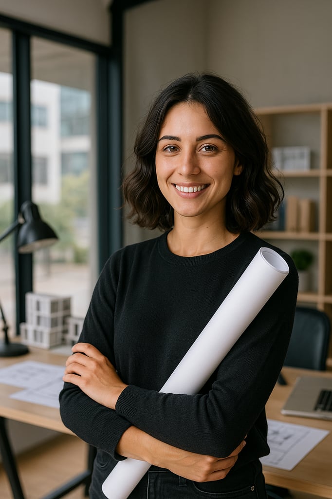 Designer Devin submitting her latest drawings